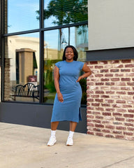 A Simple Midi T-Shirt Dress | Dusty Blue