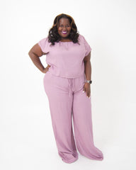 Linen Lavender Two Piece Pants Set | Lavender Sizes 1X-3X