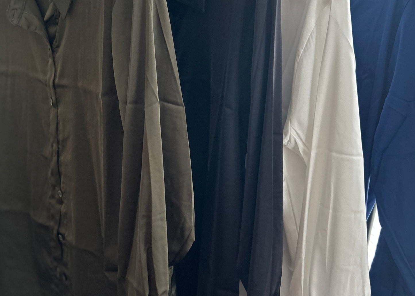 It's a Hautie Satin Button Up Long Sleeve Top | Ivory