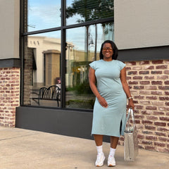 A Simple Midi T-Shirt Dress | Blue Grey
