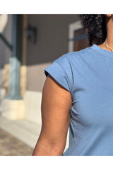 A Simple Midi T-Shirt Dress | Dusty Blue