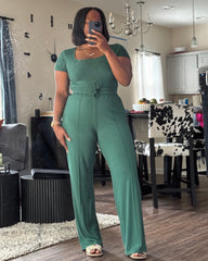 The Christan Two Piece Ribbed Bodysuit Set | Hunter Green