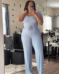 The Christan Two Piece Ribbed Bodysuit Set | Denim