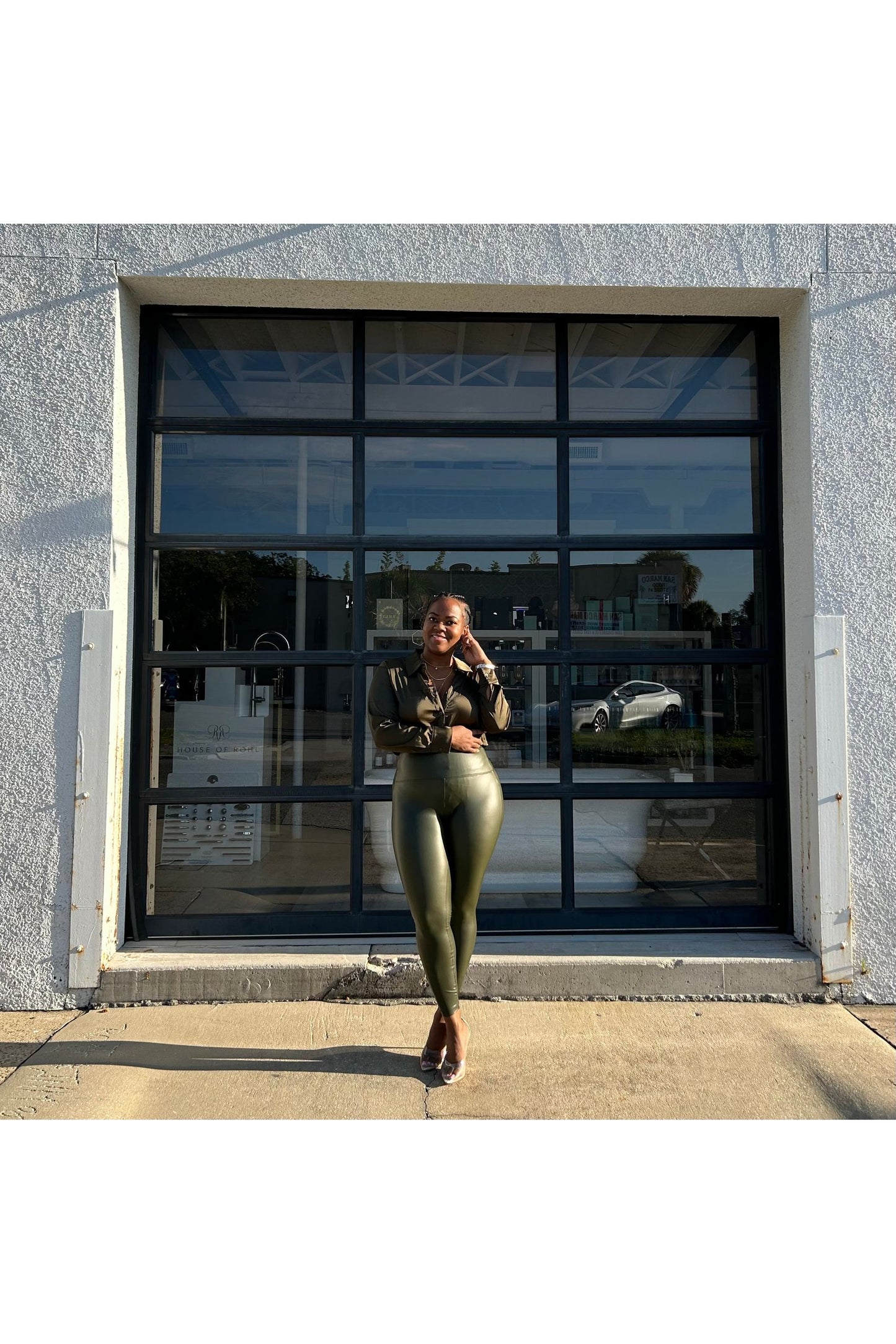 It's Giving Skin Leather Like Leggings | Dark Olive