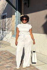 The Luxe Modal Wide Legged Cinched Waist Modal Pants | Cream