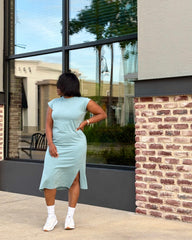 A Simple Midi T-Shirt Dress | Blue Grey