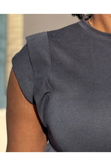 The Luxe Modal Round Neck Short Sleeve Top | Charcoal