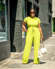 The Haute Auntie Two Piece Ribbed Set | Lime