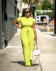 The Haute Auntie Two Piece Ribbed Set | Lime