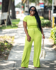 The Haute Auntie Two Piece Ribbed Set | Lime