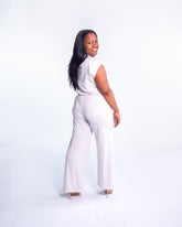 The Luxe Modal Wide Legged Cinched Waist Modal Pants | Cream