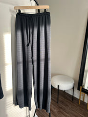 The Luxe Modal Wide Legged Cinched Waist Modal Pants | Charcoal