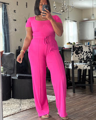 The Christan Two Piece Ribbed Bodysuit Set | Haute Pink