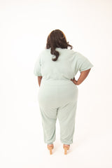 She's So Chic Short Sleeve Harem Jumpsuit Plus | Light Green