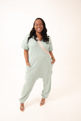 She's So Chic Short Sleeve Harem Jumpsuit | Light Green